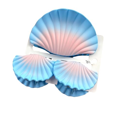 Haarklaue für Frauen langlebiger Kunststoffzubehör 3pcs Set Shell Formgradientenfarbe Matt Clip Großgröße Rückenkopf Klemme Cartoon Stil attraktiv Blau von SHINROAD