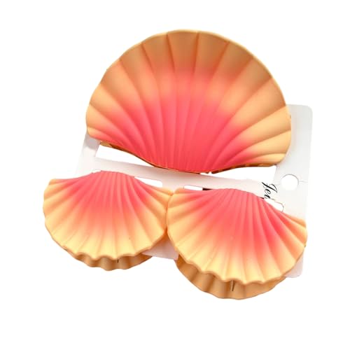 Haarklaue für Frauen langlebiger Kunststoffzubehör 3pcs Set Shell Formgradientenfarbe Matt Clip Großgröße Rückenkopf Klemme Cartoon Stil attraktiv Dunkelorange von SHINROAD