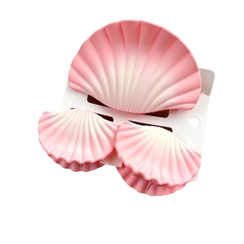 Haarklaue für Frauen langlebiger Kunststoffzubehör 3pcs Set Shell Formgradientenfarbe Matt Clip Großgröße Rückenkopf Klemme Cartoon Stil attraktiv Weißrosa von SHINROAD