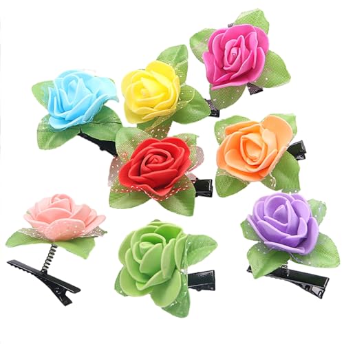 Haarnadel 5pcs Cartoon Plüsch Puppe Frühling Haarnadel Set Rose Blume Hühnchen Hund Bären Dekor Haare für Mädchen Spaß tierische Form Haarzubehör E von SHINROAD