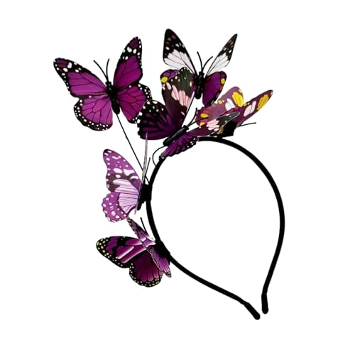 Haarschmuck mit Schmetterlingen, buntes Haarband für Damen, Festival, Maskerade, Party, Kopfschmuck, Rollenspiel, Kostüm, Weihnachten, Haarband F von SHINROAD