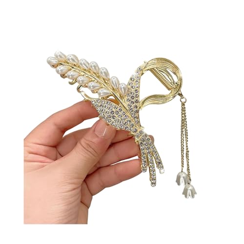 Haarspange Damen Glänzend Strass Kunstperlen Haarklammer mit Schmetterlingen Dekor Quaste Haarschmuck C von SHINROAD