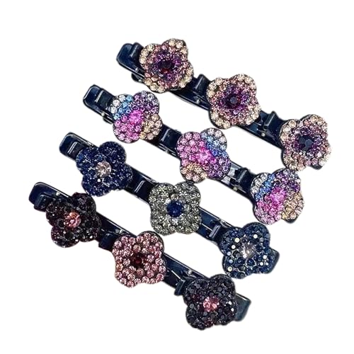Haarspangen für Damen, attraktiv, mit Strasssteinen, mehrfarbig, 4 Stück von SHINROAD