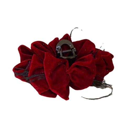 Haarzubehör schwarze Frauen Großer Falten-Samtklauen vielschichtiger Bowknot-Design Vielseitige Klemme Red Clip Skalpfreundlich für den Alltag Rot von SHINROAD