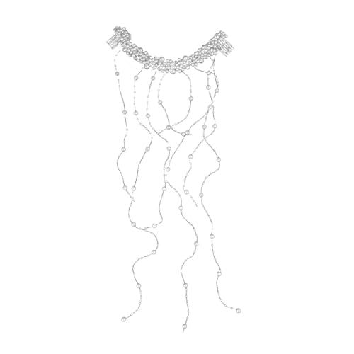 Hochzeitshaarkamm Brautjungfer Schmuck Kunstperlen Quasten handgefertigte Brautperlen Fringe Stirnband Braut Kopfstück Frauen Frauen Weiß von SHINROAD
