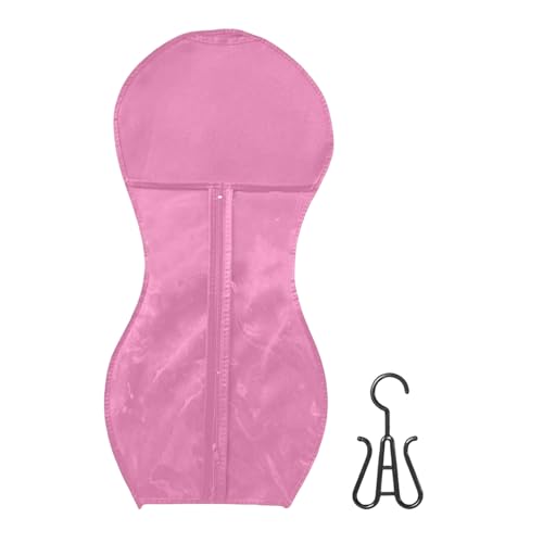 Hourglass Design Perückenbeutel Nicht gewebter Stoffaufbewahrung mit kleiderbügelstaubsicherem Reißverschluss Organizer Beutel für Haarverlängerungen Mehrzweckzubehörhalter Halter Rosa von SHINROAD