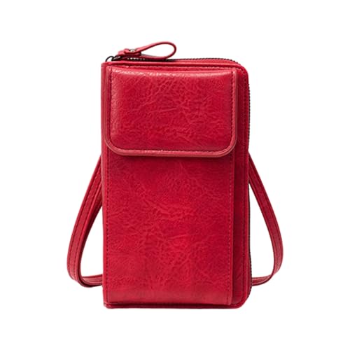 Kunstleder Handytasche Handytasche Damen Tasche Crossbody Geldbörse mit mehreren Fächern Wasserdichtes Design Kleine Schulter für Tägliche Ausflüge Rot von SHINROAD