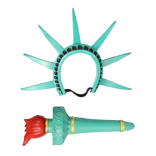 Lady Liberty Cosplay Gear Statue von Kopfbedeckung Stirnband Krone Fackel Kostüm Zubehör 4. Juli Unabhängigkeitstag Haar Ab von SHINROAD