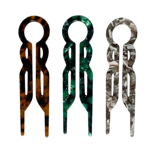 Lange Haargabel Frauen 3pcs Acetat U-förmiges Set Leichtes Anti-Rutsch-Dicke-Stifte für Hochsteckfrisur Brötchen Französisches Accessoires Mädchen Styling D von SHINROAD