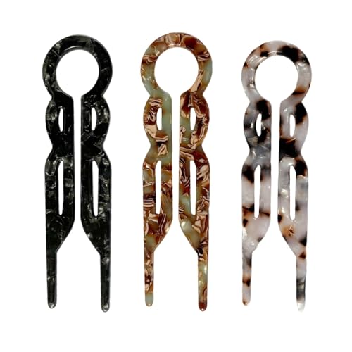 Lange Haargabel Frauen 3pcs Acetat U-förmiges Set Leichtes Anti-Rutsch-Dicke-Stifte für Hochsteckfrisur Brötchen Französisches Accessoires Mädchen Styling E von SHINROAD