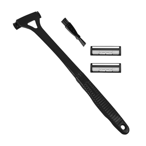 Langgriff zurück Rasierer Männer mit 2 Köpfen Ergonomisch Bad Dusche Haar Trimmer Handbuch nass/trockener Körperentferner Werkzeug für Schwarz von SHINROAD