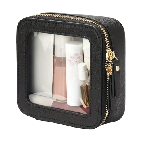 Langlebiger Make -up -Aufbewahrungskoffer wasserdichte Beutel Reise Kleiner Touchbeutel Kosmetischer tragbarer Organizer mit klarem Fenster für Schwarz von SHINROAD