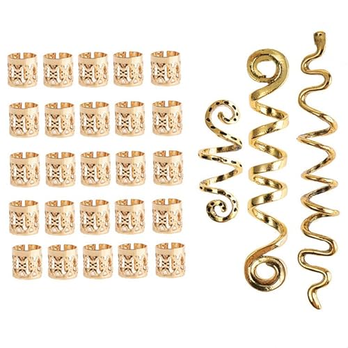 Legierung Haarschmuck Zopf 6/28 teile/satz Set Frauen Perlen Clips Einfach zu Bedienen Piraten Cosplay Flechten Golden von SHINROAD