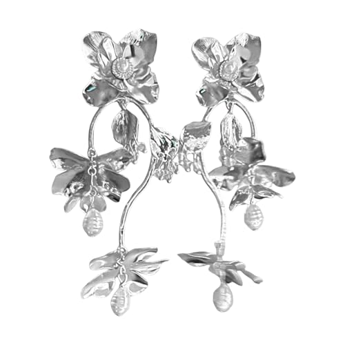 Legierungsohrringe 1 Paar Frauen Drop Retro Blumenform mit funkelnden Kubikzirkonia Eingelegtem Quastenschmuck für tägliche Outfitzubehör attraktiv D von SHINROAD