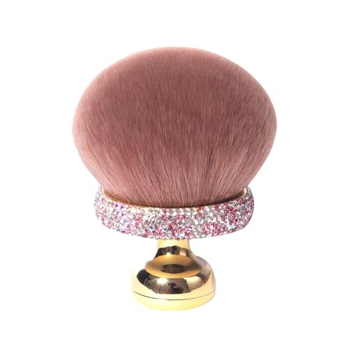 Leicht zu reinigender Pinsel, Pilz-Make-up-Pinsel mit Strass-Griff, Mehrzweck-Selbstbräuner-Applikator, loses Puder, Rouge, Körperkosmetikpinsel für Damen, Rosa von SHINROAD