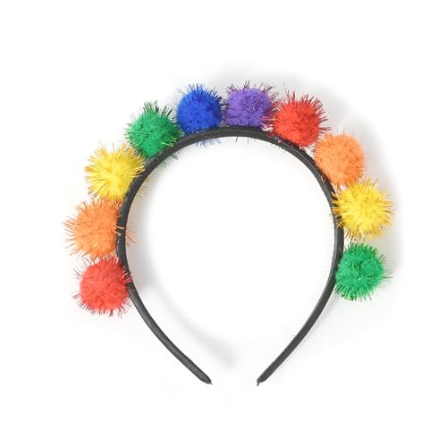 Leichtes Party-Accessoire, buntes Pompon-Stirnband für Karneval, Karneval, Kopfschmuck, festliches Haar, Erwachsene, Teenager, elastisch, lustig, mehrfarbig Leichtes Party-Accessoire, buntes Pompon-Stirnband für Karneval, Karneval, Kopfschmuck, festliches Haar, Erwachsene, Teenager, elastisch, lustig, mehrfarbig von SHINROAD