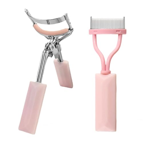 Mädchen Wimpern Comb Locken mit dichter Metallzähne Edelstahl Wimpernabscheider-Set tragbares manuelle Wimpern Curling Tool für Frauen leicht zu verklemmend Rosa Sets von SHINROAD