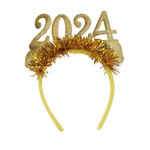 SHINROAD Modische Stirnbänder 2024 Neuartige Stirnbänder für 2024 Neujahrsparty Haarband Trendy Bequem Perfekte Passform Kopfbedeckung für Gelb von SHINROAD