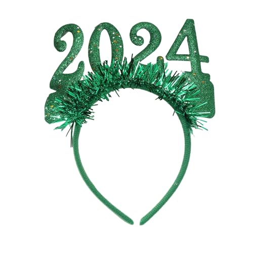 Modische Stirnbänder 2024 Neuartige Stirnbänder für 2024 Neujahrsparty Haarband Trendy Bequem Perfekte Passform Kopfbedeckung für Grün von SHINROAD