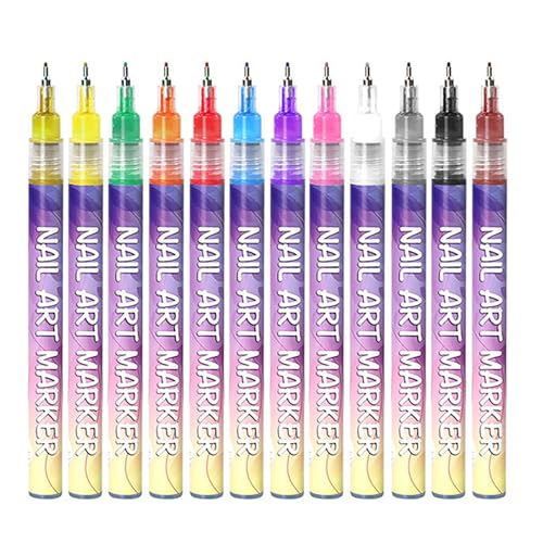 Nagelkunst Fine Tipp 12pcs Graffiti Stifte Ultra Maniküre Marker für DIY -Designs wasserdichte Gel präzisionszubehör Zubehör idealer Künstler 1 Satz von SHINROAD