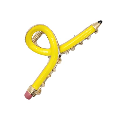 Nicht-Schlupf-Griff-Haarklaue Back-to-School-Accessoire-Bleistift-Themenclip für Frauen Leichtes Design dicker Halter Styling Tool Gelb von SHINROAD