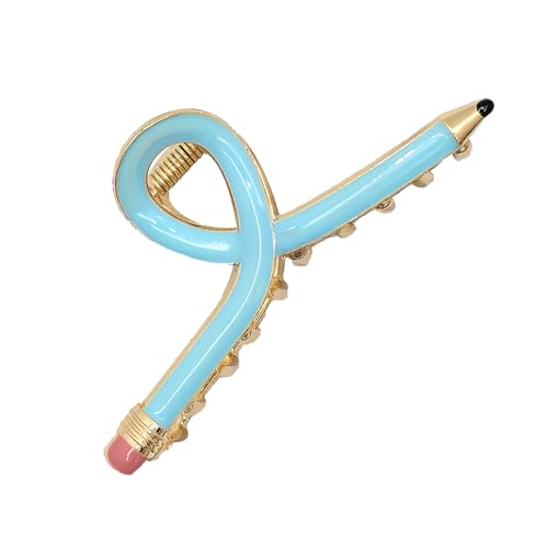 Nicht-Schlupf-Griff-Haarklaue Back-to-School-Accessoire-Bleistift-Themenclip für Frauen Leichtes Design dicker Halter Styling Tool Hellblau von SHINROAD