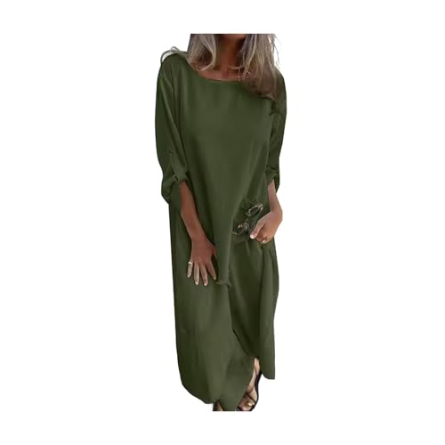 OL Pendlerstil Anzug 2 PCs Frauen Top Hosen Set Neunthülle Unregelmäßige Bluse mit Manschettenknopf Weitbein Hosen Freizeit Outfit für Frühling Solid Armeegrün XXXL von SHINROAD