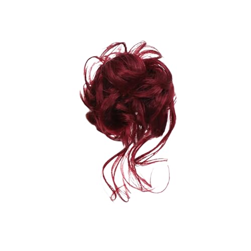 Pferdeschwanzbrötchen mit Klauenclip Frauen lockiges Haar Stück Flauschiger, chaotischer synthetischer Erweiterung gehörete Hochsteckfrisur. Rot von SHINROAD