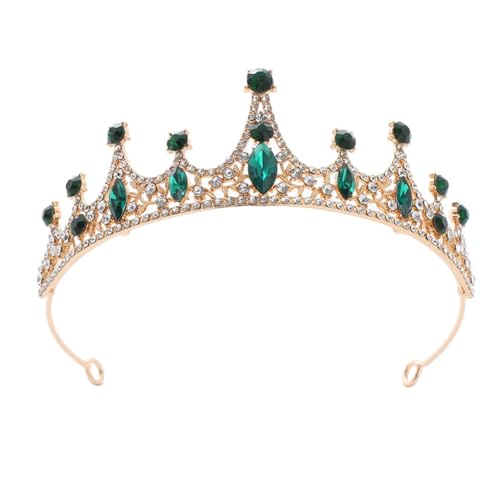 Pin Fix Crown Erwachsene Prinzessin Kron Frauen Prinzessin Kronen glänzende Strasssteine ​​Eingelegtes Hochzeit Tiara Stirnband Hair Accessoire mit Pin -Fixes Grün von SHINROAD