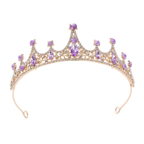 Pin Fix Crown Erwachsene Prinzessin Kron Frauen Prinzessin Kronen glänzende Strasssteine ​​Eingelegtes Hochzeit Tiara Stirnband Hair Accessoire mit Pin -Fixes Violett von SHINROAD