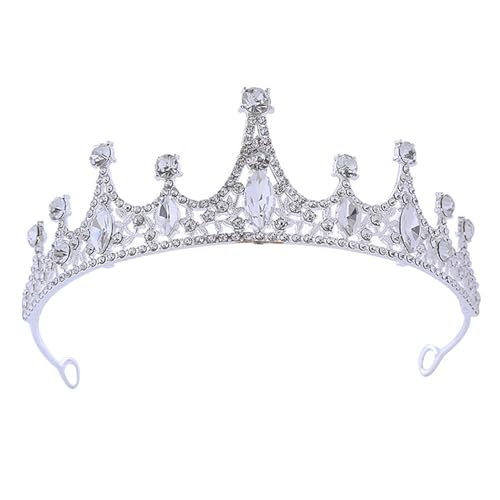 Pin Fix Crown Erwachsene Prinzessin Kron Frauen Prinzessin Kronen glänzende Strasssteine ​​Eingelegtes Hochzeit Tiara Stirnband Hair Accessoire mit Pin -Fixes Weiß von SHINROAD