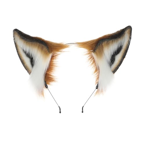 Plüschstoff-Kopfbedeckung, Plüschstoff-Haarreifen, Tierohren-Imitation, handgefertigtes Stirnband, Cosplay-Partys, elastisches Stirnband, Haar-Accessoire Braun von SHINROAD