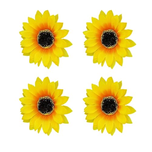 Pony Fixer Clip 4pcs Sonnenblume Design Haare Seidenblütiger Accessoire Legierung Erfrischende Sommerstimmung Blumenstift für Frauen Island Urlaub 4 Stück von SHINROAD