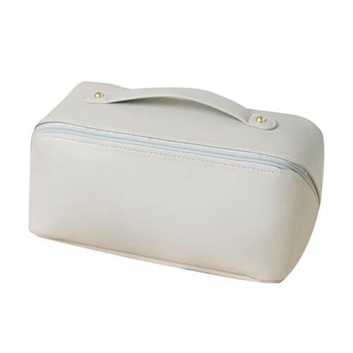 Reise -Make -up -Beutel Kunstleder mit Abteilen wasserdicht tragbarer kosmetischer Organizer Beutel Doppel Reißverschluss Hülle für Toilettenartikel Lagerung groß Hellgrau von SHINROAD