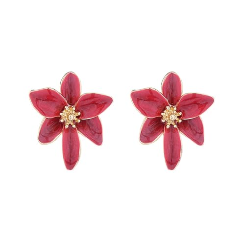 SHINROAD Rostresistente Ohrringe farbenfrohe Emaille Blumenstift für Frauen Retro-Legierung Ohrohrschstene glänzend bequemer langlebiger Schmuck Rot SHINROAD Rostresistente Ohrringe farbenfrohe Emaille Blumenstift für Frauen Retro-Legierung Ohrohrschstene glänzend bequemer langlebiger Schmuck Rot von SHINROAD