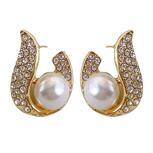SHINROAD 1 Paar Damen-Ohrringe, modische Kunstperlen und Strass-Ohrringe, Metall, Sekundärer Stein von SHINROAD