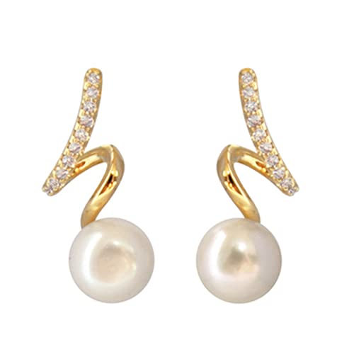 SHINROAD 1 Paar Ohrstecker, langlebig, beliebte glänzende Kunstperlen-Ohrstecker, Metalllegierung, Sekundärer Stein von SHINROAD