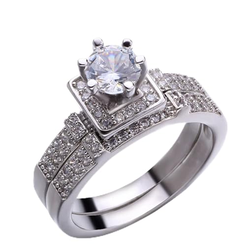 SHINROAD 1 Paare Paarringe Stresssteine ​​beliebte Weder-resistente helle Glanzringe Silber US 7 von SHINROAD