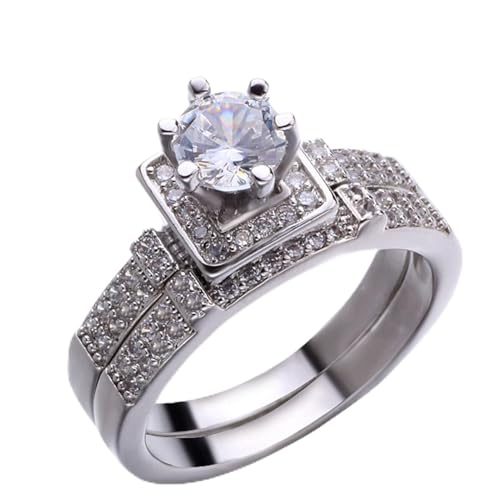 SHINROAD 1 Paare Paarringe Stresssteine ​​beliebte Weder-resistente helle Glanzringe Silber US 9 von SHINROAD
