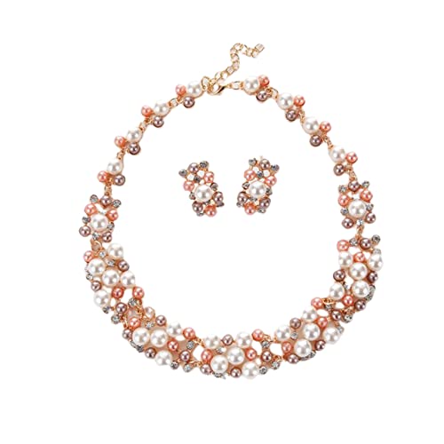 SHINROAD 2-teiliges Set mit Halskette und Ohrringen für Damen, Karabinerhaken, fabelhafte längliche Form, Ohrringe, Brautschmuck-Set, Kunstperlen, Sekundärer Stein SHINROAD 2-teiliges Set mit Halskette und Ohrringen für Damen, Karabinerhaken, fabelhafte längliche Form, Ohrringe, Brautschmuck-Set, Kunstperlen, Sekundärer Stein von SHINROAD