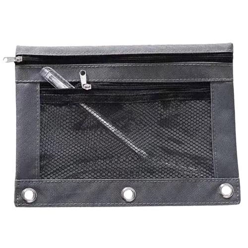 SHINROAD Binder Bleistifthalter großer Kapazitätsbeutelbeutel Netz Windows Reißverschlüsse Schreibwarenlager für Zuhause Grau von SHINROAD