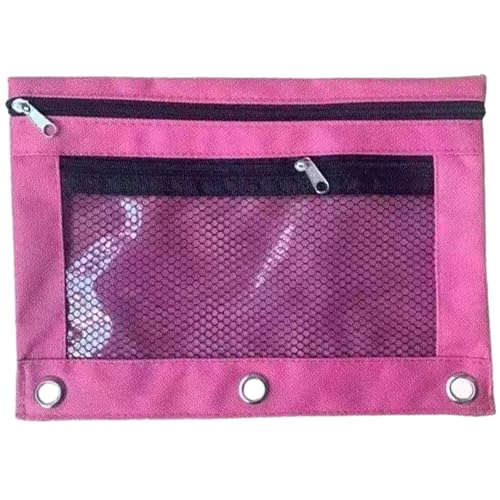 SHINROAD Binder Bleistifthalter großer Kapazitätsbeutelbeutel Netz Windows Reißverschlüsse Schreibwarenlager für Zuhause Rosenrot von SHINROAD