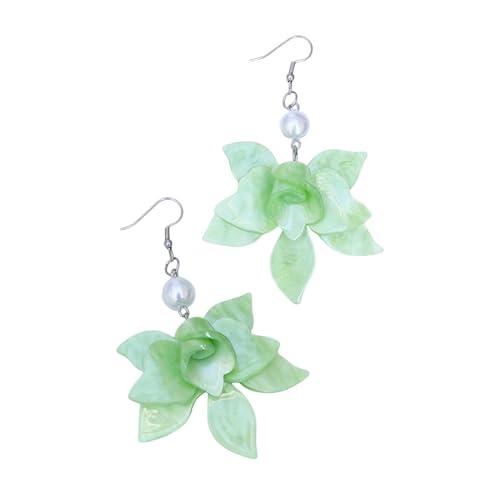 SHINROAD Blume Dangle Ohrringe Design Damen Bohemian Style Water Wave Print Haken mit künstlichen Perlendekoration Täglich Grün SHINROAD Blume Dangle Ohrringe Design Damen Bohemian Style Water Wave Print Haken mit künstlichen Perlendekoration Täglich Grün von SHINROAD