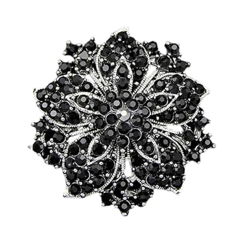 SHINROAD Brosche einfach passende modische glänzende Strass-Blumen-Brosche, 925er Silber, Sekundärer Stein von SHINROAD