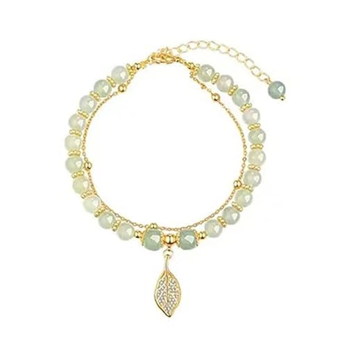 SHINROAD Buntes Schmuck-Armband mit Erdnuss-Anhänger aus künstlicher Jade für Damen, verstellbare Länge, Strass, Armreif, Charm, von der Natur inspiriert, viel Glück, Metalllegierung, Sekundärer Stein von SHINROAD