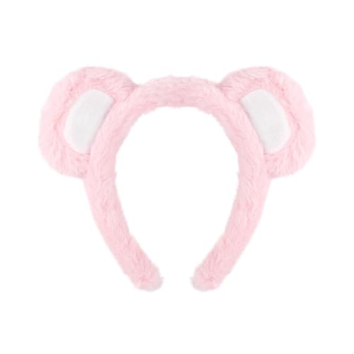 Cartoon -Ohr -Stirnband Haarzubehör für Mädchen Bär Hoop mit Plüsch Nasenschwankung Runde Heck Fun Girls 'Cosplay Halloween Partys bequem C von SHINROAD