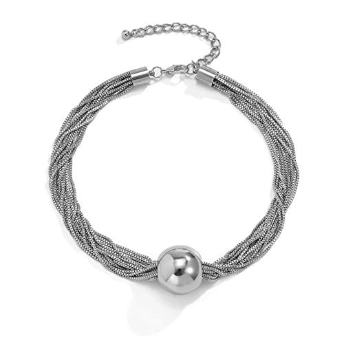 SHINROAD Damen-Halskette, trendig, Punk, mehrschichtige Kette, stapelbare Halskette, Kunststoff, Sekundärer Stein von SHINROAD