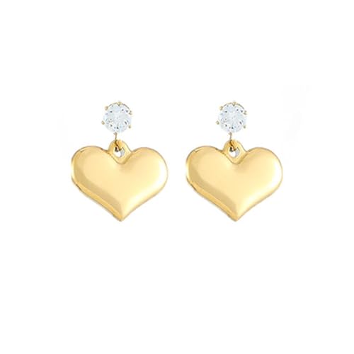 SHINROAD Damen-Halskette aus Titanstahl, nicht reizend, herzförmiger Anhänger mit glänzenden Strasssteinen, hypoallergen, bequemer Tropfen, Titanstahl, Sekundärer Stein von SHINROAD