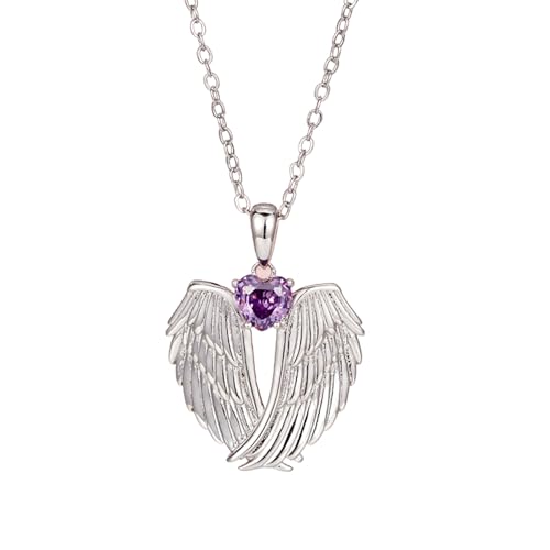 SHINROAD Damen-Halskette mit Engelsflügeln und Zirkonia-Dekoration, Strass, Umarmung, Wächter, Schmuck, Geschenk für sie, femininer Charm, schillernd, Zinklegierung, Sekundärer Stein von SHINROAD