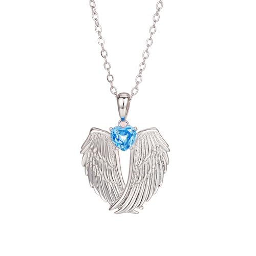 SHINROAD Damen-Halskette mit Engelsflügeln und Zirkonia-Dekoration, Strass, Umarmung, Wächter, Schmuck, Geschenk für sie, femininer Charm, schillernd, Zinklegierung, Sekundärer Stein von SHINROAD